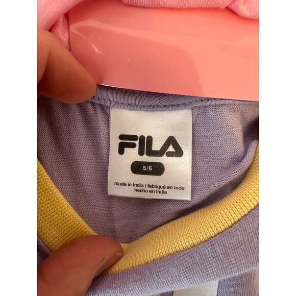 NWT Fila Girl’s 2 Piece Tee and Shorts Set Size 5/6 Pink Purple Activewear Logo - Picture 8 of 11